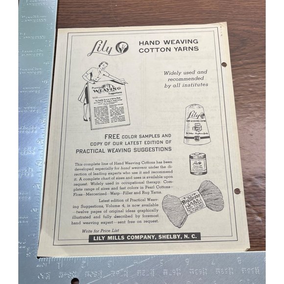 Lily Mills Hand Weaving Cotton Yarns Vintage Print Ad 1930s Shelby NC - Picture 4 of 4